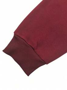 男士休闲连帽卫衣和运动裤套装，时尚户外简约套装 - 酒紅色 - 查看 5