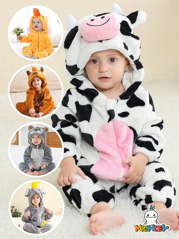 MICHLEY Summer Goodies MICHLEY 1pc Baby Long Sleeve Zipper Cartoon Capybara/Cow/Little Yellow Duck Cute Comfortable With Tail Hooded Role Playing Children Sleeping Bag Pajamas Unisex Baby Supplies Suitable For Indoor Outdoor Festival Wearnisex Baby Supplies Suitable For Indoor Outdoor Festival Wear