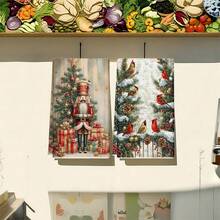 2 pièces/100 pièces Figurines de casse-noisette de Noël et serviettes à motif sapin de Noël, convenant pour salles à manger, cuisines, salles de bain, décoration quotidienne, fête familiale quotidienne, décoration de la maison et articles ménagers aux couleurs vives. Peut être offert en cadeau.