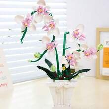 3D Schmetterlingsstrauß handgefertigtes Geschenk für Frauen Heimdekoration Mode mit Sockel abnehmbare Bausteine Ornament Feiertagsparty Weihnachtsdekoration - 850 Stücke Premium modisch hell kreativ rosa Phalaenopsis Orchidee Serie handgefertigte Montage Bausteine Möbeldekoration Ornament Set, geeignet für Valentinstag, Halloween, Weihnachten, Muttertag, Geburtstagsgeschenk und modisches Schreibtischornament für Frauen, Valentinstagsgeschenk - Verschiedenfarbig - Übersicht 6