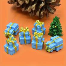 1/5/10 Stücke DIY Mini Harz Geschenkbox Modell Deko, perfektes Schmuckzubehör für Zuhause und Freunde (zufällige Farbe & Muster)