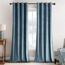 2 Panels Blackout Curtains Solid Soft Grommet Mustard Yellow Thermal Insulated Soundproof Room Darkening Curtains/Drapes/Panels Fall Living Room Bedroom 52 X 90 Inch - 深色板岩 - 查看 12