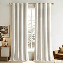 2 Panels Blackout Curtains Solid Soft Grommet Mustard Yellow Thermal Insulated Soundproof Room Darkening Curtains/Drapes/Panels Fall Living Room Bedroom 52 X 90 Inch - 象牙 - 查看 12