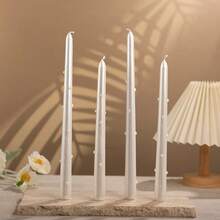 2pcs/Box Pearl Candles, Suitable For Party Decoration, Holiday Decoration, Home Decoration, Romantic Candlelight Dinner, Birthday Candles And More - Silver - View 3