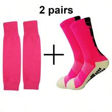 2 paires de chaussettes de sport de football anti-dérapantes multicolores, manches de jambe de course pour protéger efficacement les muscles du mollet contre les blessures - Multicolore - Voir 11