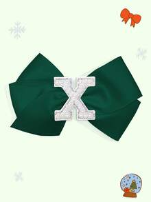 1pc 5-Inch 26pcs A-Z Pearl Letter Personalized Hair Clip For Girls, Ponytail Holder, Suitable For Holiday Party, School Graduation, First Day Of School, Classroom - Dark Green - View 36