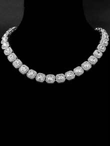 CVNANA 1 st. Europeiska och amerikanska Street Strassdekor Kedja Herr Fashionabel Silver Kedja Halsband Med Flera Storleken alternativ - Silver - Visa 4