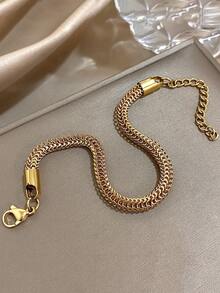 1 peça pulseira vintage luxuosa banhada a ouro 18k de aço inoxidável com corrente trançada para mulheres e homens, joia retrô elegante, presente para mães, Natal, Ação de Graças, Halloween, casamento, festa diária, presente para aniversário, dia dos namorados, joias boho