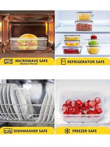 1 件食品容器，带盖食品塑料 Pp 储存容器，密封防漏简易弹簧锁和塑料容器套装，适用于野餐、露营、办公室和学校、厨房用品、冰箱储存和冷却。 - 彩色 - 查看 8