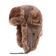 Men's Winter Hat With Earflaps Warm Pu Leather Earflap Hats Snow Cap Caps Protection Hat Winter Warm
