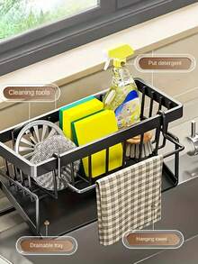 2-In-1 Kitchen Storage Rack, Efficient Draining Kitchen Sponge Holder, Soap Dish, Dishcloth Rack, Durable Plastic Material, Sink Draining Rack, Draining Basket, Multi-Functional Countertop Dish Soap Sponge Storage Rack, Long-Lasting, Kitchen Accessories, Home Essential, Storage Rack, Wedding - Multicolor - View 8