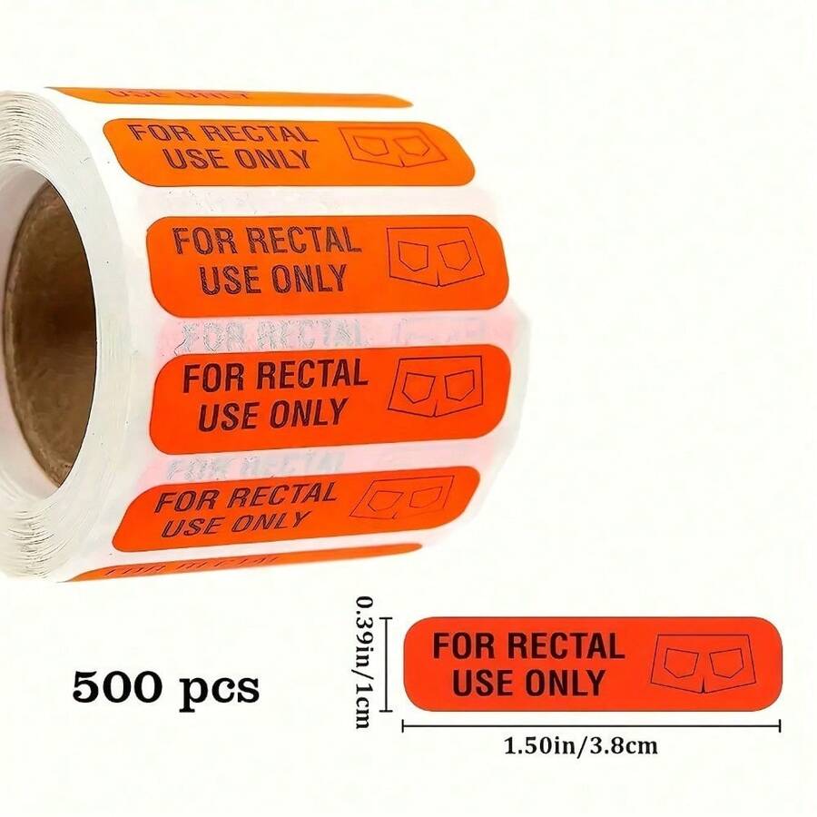 500 Funny Medical Stickers For Rectal Use Only - Bright Orange Bathroom Pranks, Party Decorations - Bold Text, Easy To Tear And Stick Labels, Hospital Gifts, Joke Stickers, Parody Gifts - 01145 - View 1