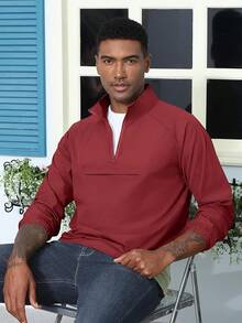 Men's Lightweight Quarter Zip Pullover Windbreaker For Golf  Hiking  Running Wind Breaker Jackets With Pockethalloween - 紅色 - 查看 2