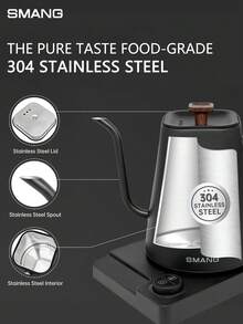 1 szt. czajnik elektryczny z gęsią szyjką do użytku domowego z regulacją temperatury i izolacją, 1200 W, szybkozagotowujący wodę czajnik elektryczny, pojemność 1000 ml, stabilny przepływ wody, materiał: stal nierdzewna 304