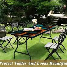 1 pièce Nappe à bord élastique, nappe extensible à l'atmosphère festive, design à motif géométrique coloré, nappe décorative de salle à manger , convient pour les fêtes et célébrations, ajoutant des couleurs joyeuses, rehaussant la décoration intérieure. Housse de table d'extérieur, accessoire de pique-nique, peut être utilisé à l'intérieur et à l'extérieur