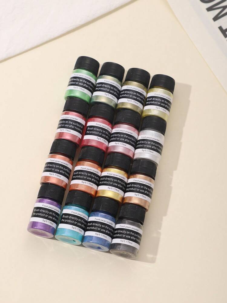 1/2pcs Edible Lustrous Glitter Powder Cake Decorating Kit, 10 Colors Drink Powder Dust, Cake Decorations, Glitter Set, Sprinkle For Cookies, Cupcakes, Chocolates And Parties, 15g/Bottle - Multicolor - View 8