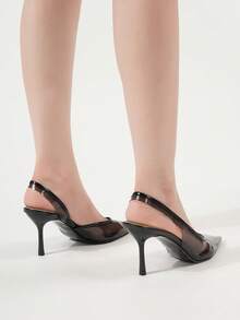 Pantofi cu toc înalt minimalisti pentru femei, culoare nud, cu vârful ascuțit, la modă, atrăgători, transparenti, cu toc piramidal, potriviți pentru petrecere, purtare zilnică, bal, vacanță, vară, tocuri înalte elegante, întoarcerea la școală, facultate, Halloween distinctiv, petrecere de Crăciun, noapte sexy