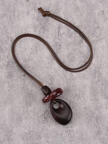 1pc Vintage Green Stone Sun Shaped Alloy Necklace, Gift For Girlfriend, Wife, Mother - Irregular Oval Ring - View 2