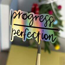 Progress Over Perfection Sticker, Positive Sticker, Inspirational Decal, Self Care Sticker For Laptop Water Bottle Car Skateboard Back To School Stickers Scrapbook Supplies Funny Stickers Laptop Stickers Kindle Phone Stickers - Multicolor - View 12