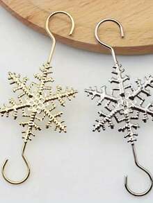 10pcs Metal Christmas Snowflake Hooks - Holiday Tree Ornaments, With Red Bows, Ideal For Holiday Decor, Christmas Tree Decoration - Multicolor - View 1