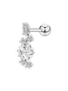 1 pièce Boucle d'oreille à tige en acier inoxydable zirconium argent décontractée, bijou de piercing de cartilage unisexe de luxe pour usage quotidien