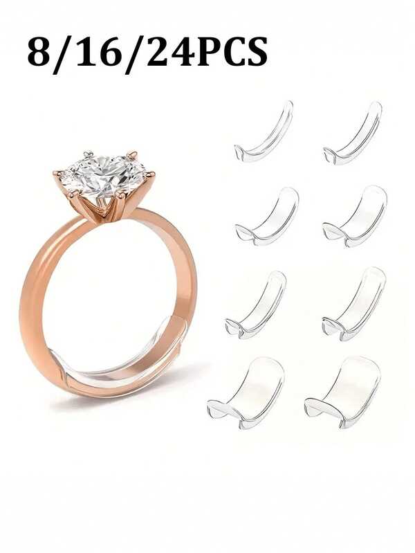 Regulator pierścienia z żywicy, niewidoczna podkładka do regulacji rozmiaru pierścionka, do luźnych pierścionków, pasuje do wszystkich rozmiarów palców. Niewidoczny regulator rozmiaru pierścionka do luźnych pierścionków - wiele rozmiarów palców, wygodna i ochronna regulacja pierścionka - regulowany, przezroczysty napinacz, narzędzie do zmiany rozmiaru, osłona biżuterii na luźne pierścionki. Regulator pierścienia pasuje do każdego pierścionka, różne rozmiary regulatora pierścienia dla kobiet.