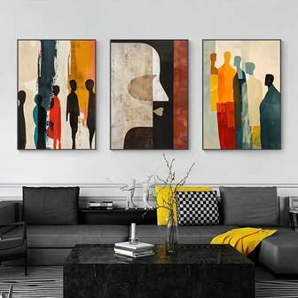 3 件无框现代艺术帆布海报，“抽象非裔美国人”绘画，装饰印刷帆布墙艺术，创意艺术品墙画，适合礼物、卧室、办公室、客厅、宿舍、墙壁装饰、家居装饰