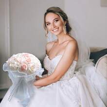 1pc Wedding Bouquets For Bride Bridesmaid, Round Holding Bouquet Throw Toss Artificial Rose Flower Bunch For Wedding, Hand Holding Flower Bouquet For Valentines Day Decor, Party Supplies And Home Decor - 樣式2 - 查看 2