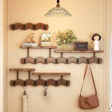 1 件波浪形壁挂式衣帽架，带钥匙和包袋储物挂钩，适用于入口、卧室，无需钻孔