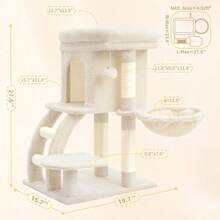 2025by Heybly Cat Tree Tower, Cat Condo For Indoor Kittens, Cat House With Wide Plush Top Perch, Ladder, Basket, Sisal-Covered Scratching Posts, Cozy Activity Center For Pet, Light Gray HCT009SW
