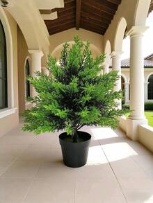 1pc Artificial Plant, Artificial Tree, Juniper, Potted, Artificial Greenery, Juniper Leaves, Excluding Planter, Home Decor, Outdoor Decor, Garden Potted, Floral Arrangement, Landscape Decoration, Christmas Decor, Room Decor, Christmas - Dark Green - View 14