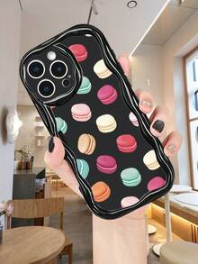 Funda de macarrones coloridos, diseño anti caídas, antichoque y resistente a arañazos, Compatible con iPhone 16ProMax/16E/16Pro/16Plus/16/15ProMax/15Pro/15Plus/15/14ProMax/14Pro/14Plus/14/13ProMax/13Pro/13/13Mini/12ProMax/12Pro/12/12Mini/11ProMax/11Pro/11/XSMAX/XR/X - Negro - Ver 1