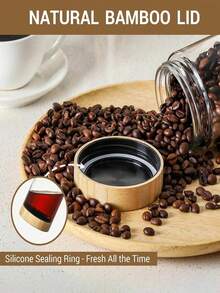 玻璃罐、带盖隔夜燕麦容器、厨房玻璃罐、带盖燕麦容器、带木盖玻璃密封食品罐、玻璃杯、食品储存容器、调味罐、燕麦杯、酸奶杯、早餐杯、谷物罐、沙拉杯、可放入洗碗机、用于酸奶、沙拉和谷物 - 彩色 - 查看 8