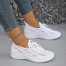 女式透气网眼运动鞋，软底白色休闲运动鞋