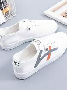 女士休闲运动鞋，平底户外跑步鞋，春秋季 - 灰色 - 查看 4