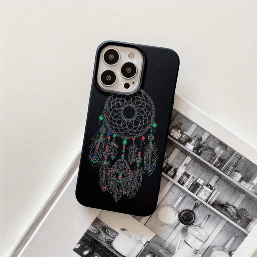 Fundas y carcasas protectoras para teléfono con diseño de colgante y orificios grandes, compatibles con phone 16 Pro Max, 16, 15 Pro, 14, 14 Plus/14 Pro Max, 13, 13 Pro, 12 Pro, 11/11 Pro Series. Regalos para cumpleaños y festividades - Negro - Ver 1