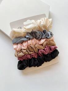6 chiếc dây buộc tóc bằng satin mềm mại dành cho nữ, màu đen, trắng, nâu, hồng, cỡ trung bình, thời trang đa năng, thanh lịch, kiểu dáng tối giản cổ điển Pháp, màu trơn, phù hợp cho các hoạt động hàng ngày, thường ngày, dự tiệc, đi làm, đi biển, du lịch, buộc tóc đuôi ngựa, búi tóc, rửa mặt, trang điểm, phụ kiện trang phục, phụ kiện tại nhà, phòng tập thể dục, phụ kiện tóc nữ, dây chun, phụ kiện tóc tại nhà, phụ kiện làm đẹp - Nhiều màu - Xem 4