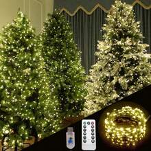 Luces de hadas de 8 modos, luces de decoración de árbol de Navidad de alambre de cobre verde, con control remoto, luces con forma de estrella para jardín, patio, fiesta al aire libre, boda, camping, Navidad, Acción de Gracias, cumpleaños, vacaciones, decoración de Halloween - Enchufe USB - Ver 2