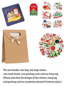 1 set de sacs-cadeaux de Noël, sacs-cadeaux, grands autocollants, petits autocollants, cartes de vœux, étiquettes. Les motifs du produit dans l'ensemble sont aléatoires, peuvent être faits à la main dans votre style préféré, utilisés pour les cadeaux de Noël. Joyeux Noël !