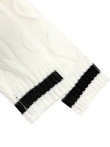 Maglione da donna con scollo a V, stile college retrò americano, moda autunno/inverno 2025, maniche lunghe, lasco e ampio, con motivo jacquard a lettera