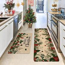 1/2/3 件装加厚 0.47 英寸/1.2 厘米圣诞厨房地垫套装 - 圣诞装饰，一品红图案，防滑记忆海绵底，适用于厨房、家庭办公室、洗衣房、浴室装饰 - 彩色 - 查看 4