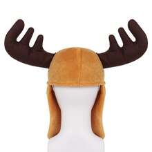 动物鹿帽毛绒可爱鹿角头饰派对角色扮演服装头饰配件 - 彩色 - 查看 4