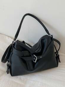 2025 Nouveau style moto punk pour l'automne/hiver, sac fourre-tout grande capacité pour femme, avec longue bandoulière, sac à épaule mode femme polyvalent et simple, décontracté, boucle bicolore, convient pour les fêtes, sorties, trajets, shopping, rue, peut contenir cosmétiques, parapluies pliants, etc.