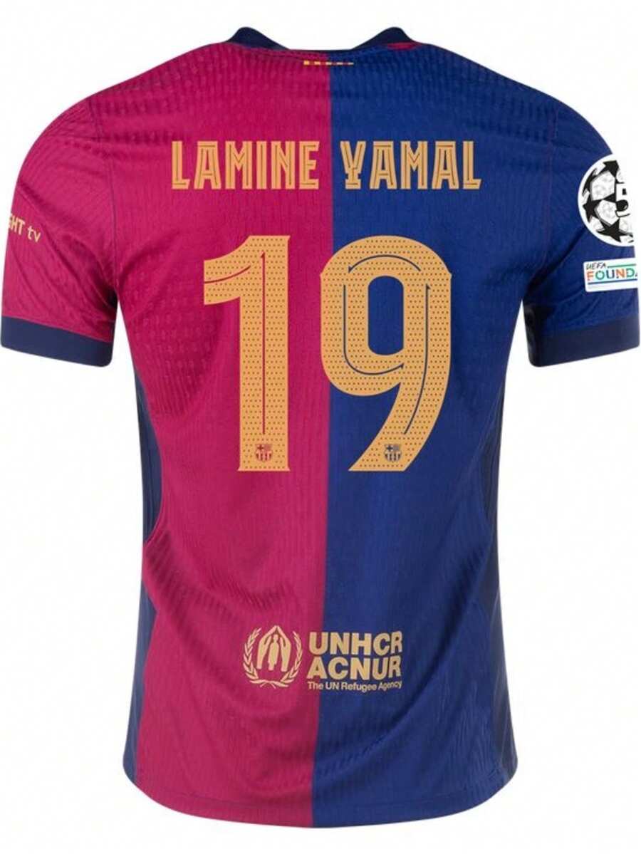 Yamal 19 Jersey 24-25 Season Home Jersey #19 Sports Short Sleeve Barcelona Football Jersey - Red and Blue - 查看 1