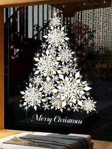 1PC Christmas Window Stickers, Snowflakes And Christmas Tree Design, Double-Sided Visible Glass Decals, Classic Holiday Decorations, Electrostatic Adsorption, Reusable, Suitable For Home, Bathroom, Party, Store Decoration Wall Stickers Room Decor Wall Sticker Wall Decor Home Decor Christmas Decorations Christmas Decorations Home - Multicolor - View 3