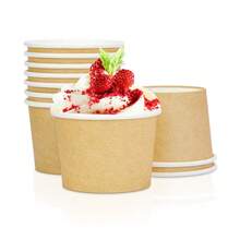 10pcs/20pcs/50pcs Kraft Color Mini Ice Cream Cups Paper Frozen Yogurt Bowls Hot And Cold Foods Perfect For Fall Birthday Thanksgiving Day Party Supplies Favors - True Color - View 3