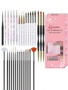 35/31pcs Professional Nail Art Brush Set - 3D Gel Brushes, Acrylic Brushes, Salon-Grade Nail Tools, Suitable For Home Manicure And Salon Use