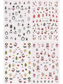1 pezzo/2 pezzi/4 pezzi Questi adesivi per unghie in stile INS presentano una varietà di motivi natalizi affascinanti, tra cui renne, Babbo Natale, campanelle e alberi di Natale. I disegni carini e vivaci catturano perfettamente l'essenza del periodo natalizio.