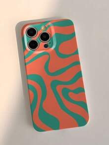 Wave Ripples 1pc Minimalist Artistic Color Block Asymmetrical Pattern Perforated Glossy Film Hard Phone Case, Compatible With IPhone 11/12/13/14/15/16 Pro Max,International Version, Not The Domestic Version - Multicolor - View 3