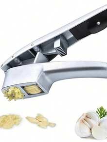 1pc Multifunctional Garlic Press, Two-In-One Garlic Press, Manual Garlic Grater, And Garlic Cutter,  Aluminum Alloy Garlic Crusher, Metal Garlic Mincer, Washable Garlic Grater, Kitchen Garlic Press, Ginger Juice Extractor, Garlic Press Tool - Silver - View 2
